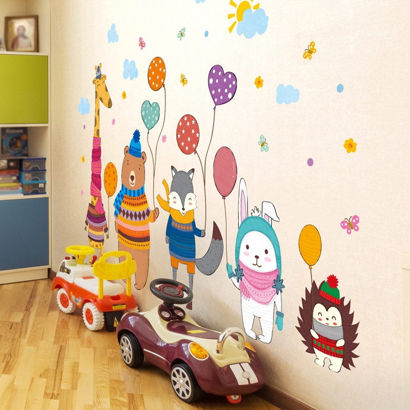 卡通动物贴纸墙面装饰贴画幼儿园舞蹈音乐教室软装墙贴