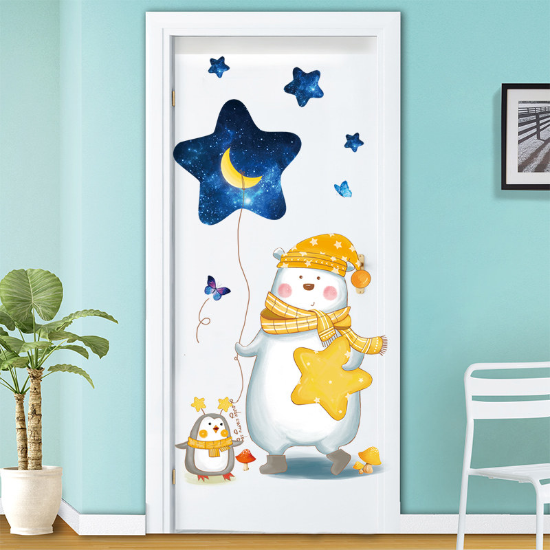 卡通幼儿园教室门贴纸儿童房创意墙画翻新墙贴纸衣柜墙纸壁纸自粘