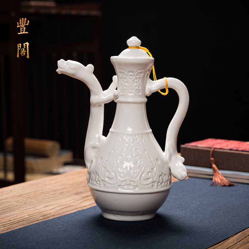 酒壶螭龙酒杯套装酒樽仿古古代酒器小酒爵杯家用酒壶
