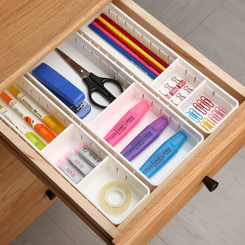 自由组合日式抽屉收纳分格整理盒厨房餐具分层隔板分隔方形塑料盒