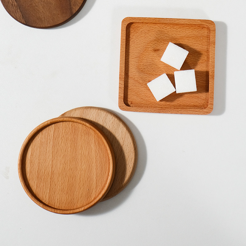 日式胡桃木圆形杯垫实木隔热家用木质杯垫
