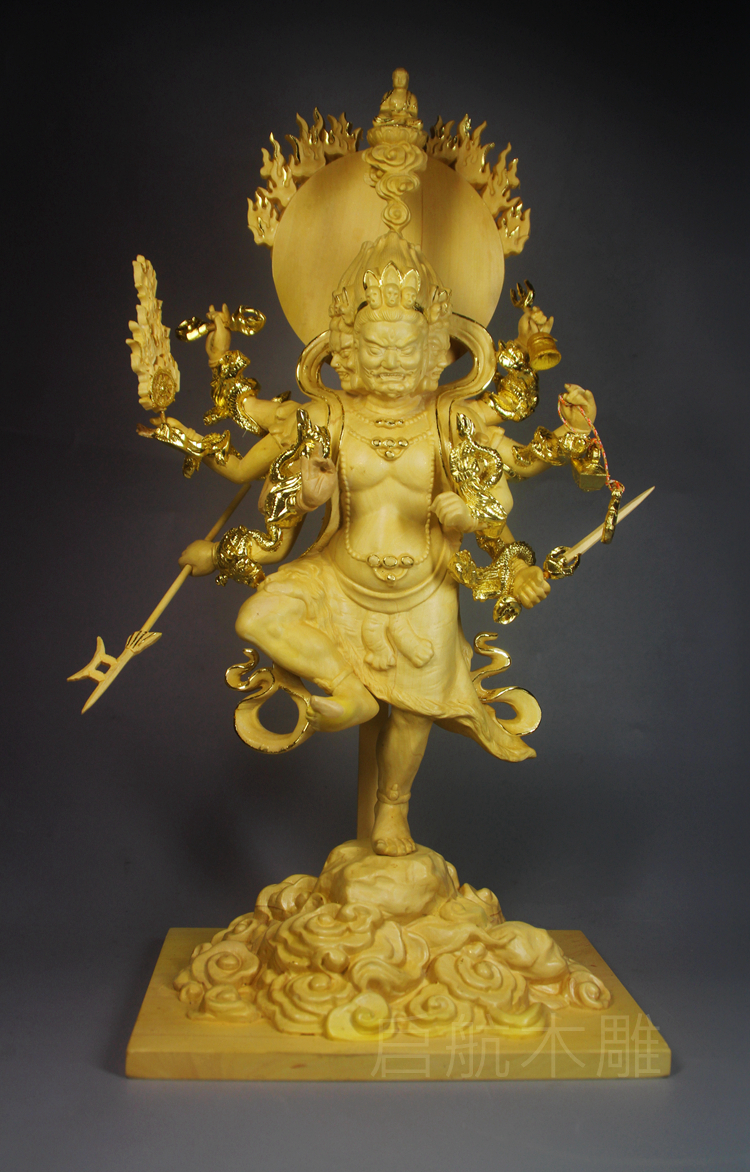 秽迹金刚清刀雕刻手工手工制制作唐密木雕佛像木雕