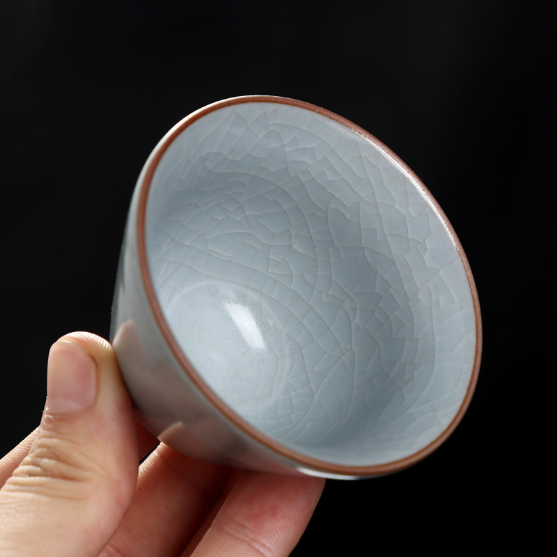 茶杯紫不语正品汝瓷功夫功夫茶家用汝窑开片釉茶盏茶杯