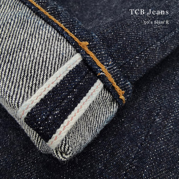 TCB JEANS 50'S 50S SLIM R retro khaki ກາງ-ລຸ່ມ slim straight-leg jeans ສີຕົ້ນສະບັບ