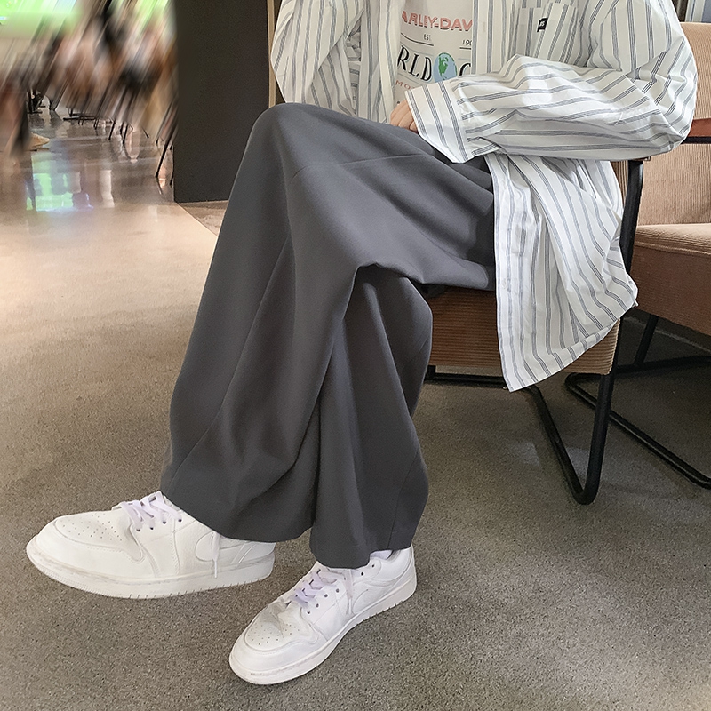 宽松bf慵懒风裤子莫兰迪色高级感炸街西裤男坠感国潮裤子垂感春季