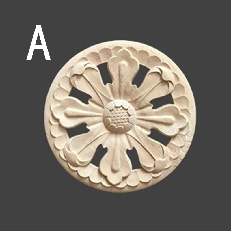东阳木雕欧式洋花贴花实木圆形花片木门门门木雕