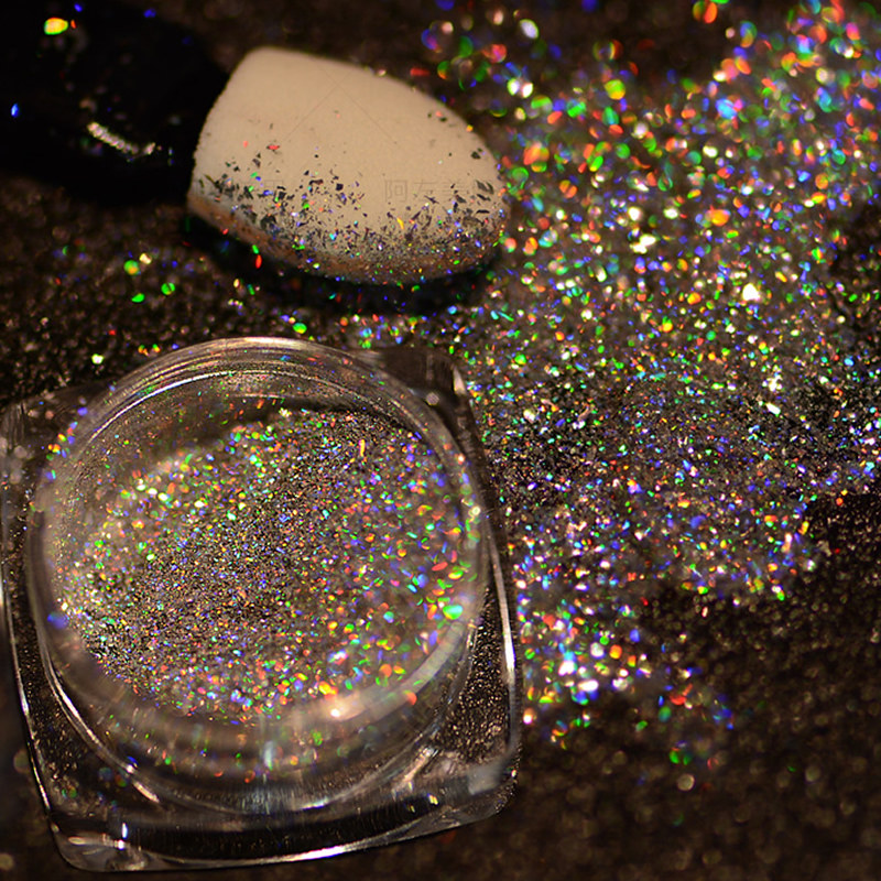 进口云锦七彩粉孔雀粉云锦粉片美甲指甲亮片亮粉魔幻镭射粉云锦片