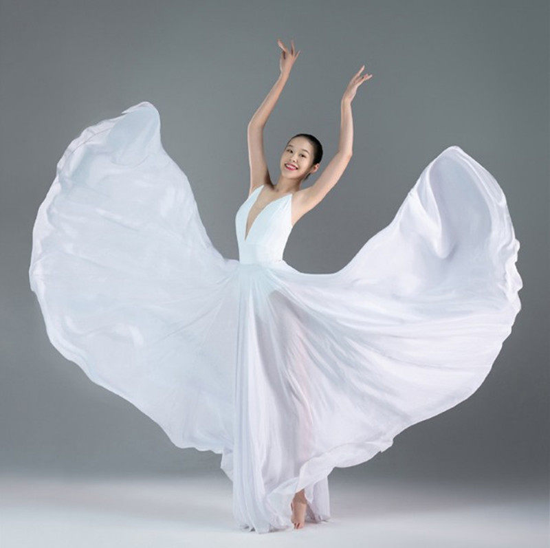 舞蹈现代舞摄影写真古典720度大摆飘逸裙子长款民族服装