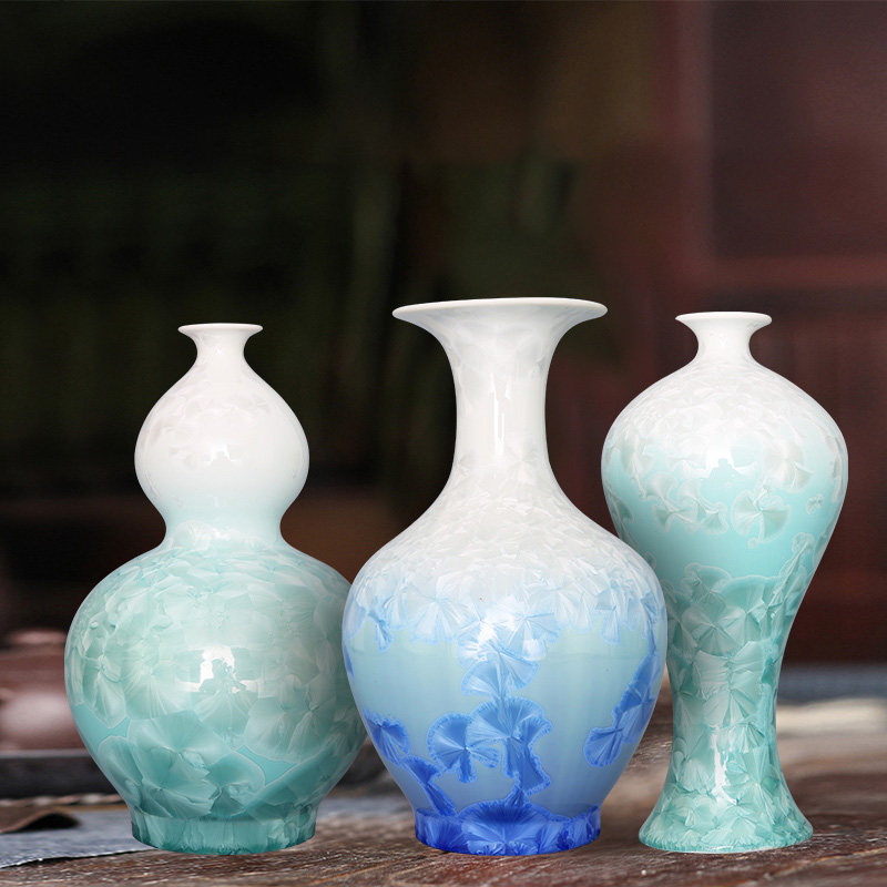 180景德镇陶瓷颜色釉多彩结晶釉花瓶现代时尚工艺品家居摆设件