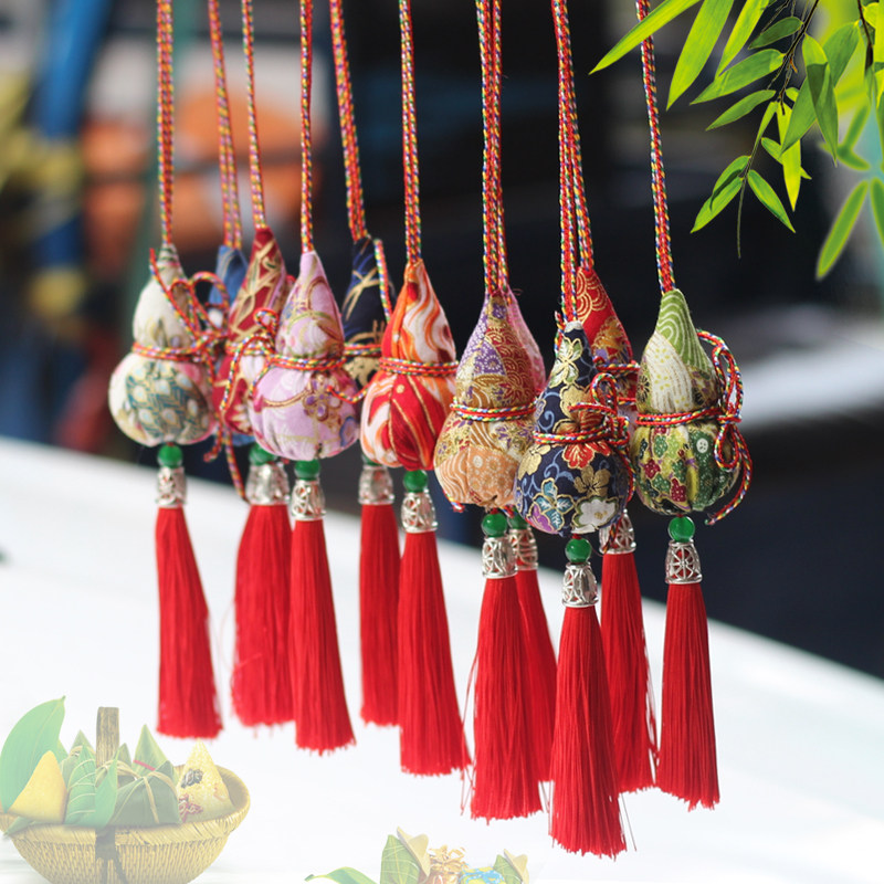 端午节香囊挂脖古风香袋艾叶草手工挂件diy葫芦香包