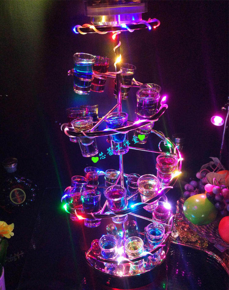 酒吧夜场led发光子弹杯架 埃菲尔铁塔鸡尾酒杯架 ktv七彩一口杯架