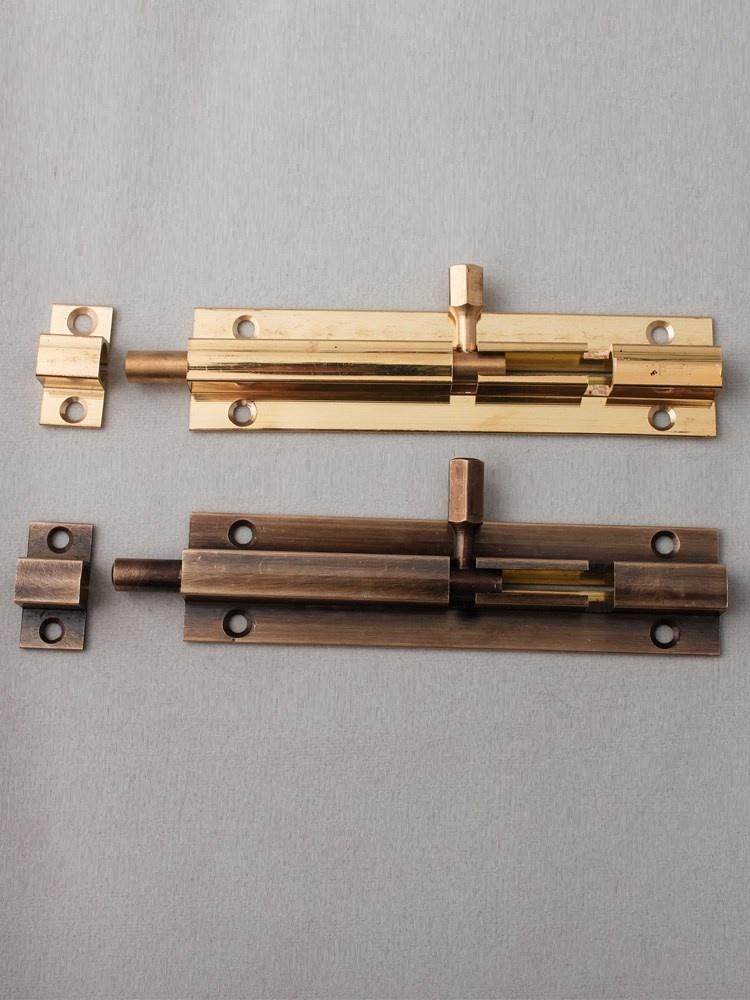 纯铜插销门栓门扣老式木门窗户古铜色复古小插明插销