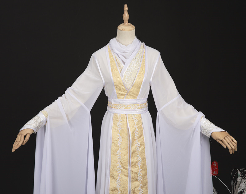 若水定制原创古装飘逸帅气微黄公子交领古风民族服装