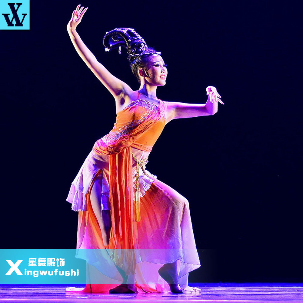 舞蹈古典桃李霓裳服装民族演出服少年女子独舞民族服装