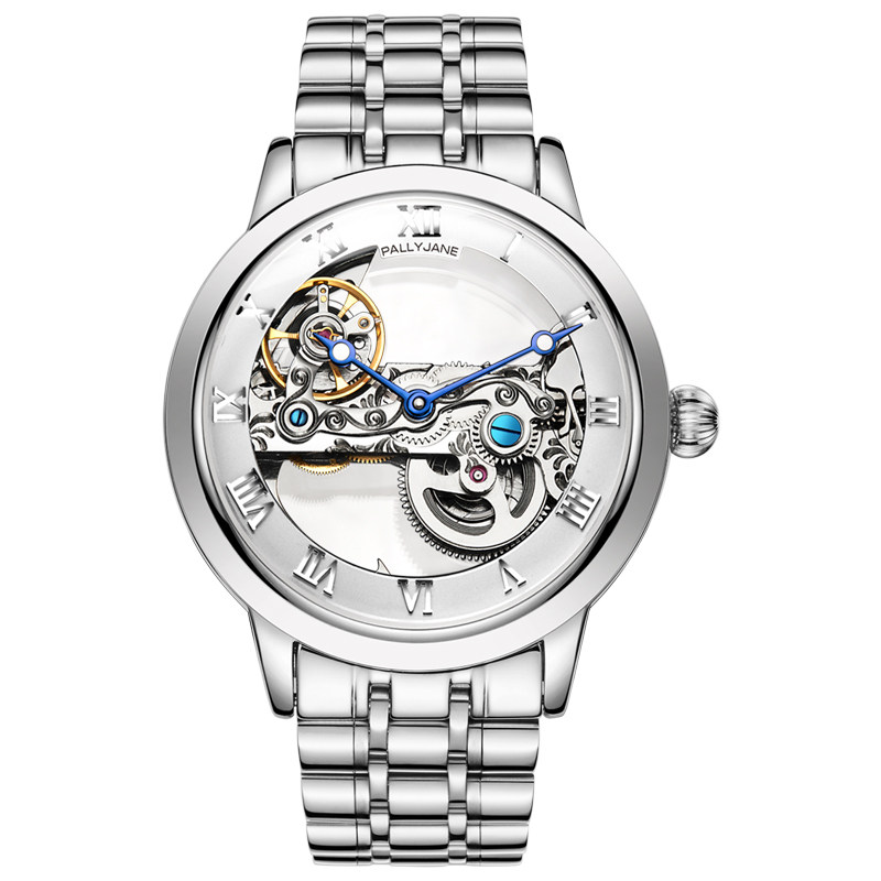 品牌手表指针式全自动双面镂空透底皮带国产腕表