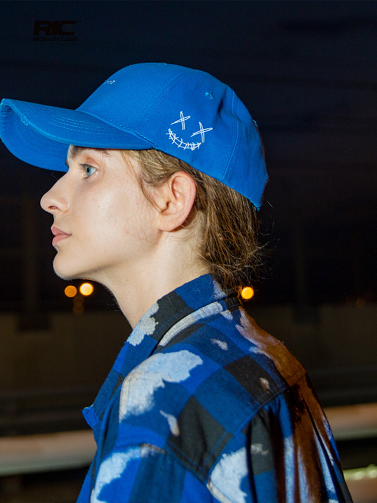 rickyisclownric小丑刺绣撕裂笑脸潮牌帽子鸭舌帽情侣遮阳帽帽子