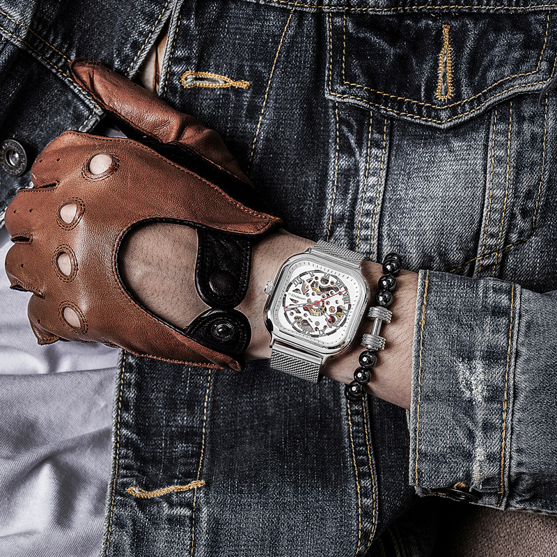 lawrenceli官方正品自动机械手表男士全自动机械表方形潮2020新款