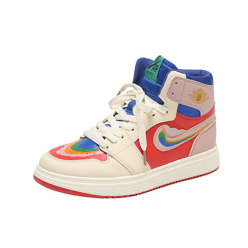 aj女鞋2022新款春秋高帮板彩虹鸳鸯休闲爆款高帮鞋
