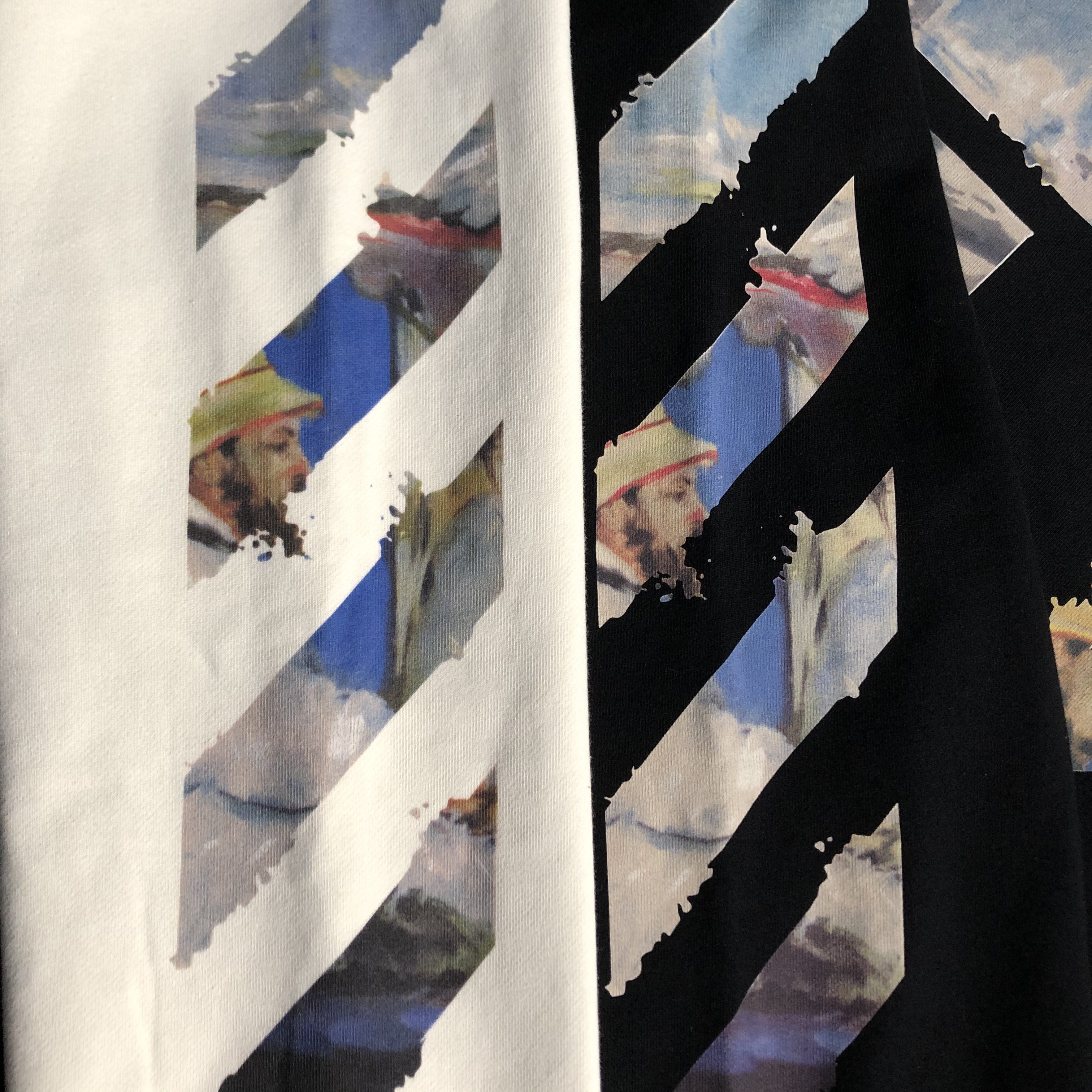 油画off正确过验版white19ss水彩莫奈箭头拉链卫衣