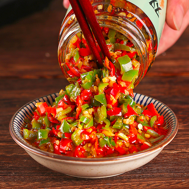 广乐双椒酱瓶装四川蒜蓉辣椒酱下饭饭菜手工彩椒辣椒酱