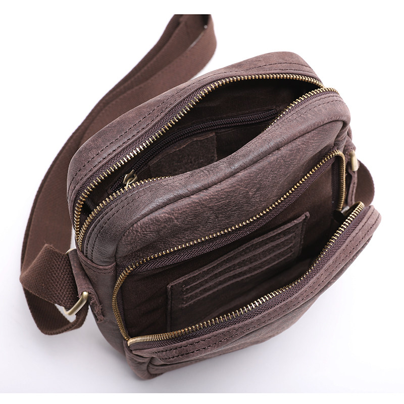 蓝皮斜挎包包小手机日系男包牛皮潮流时尚皮具真皮男士包袋