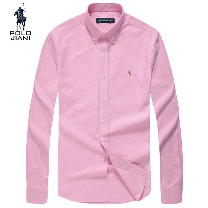 经典保罗长袖衬衫男士牛津纺polojian美国男装马球休闲纯色白衬衣