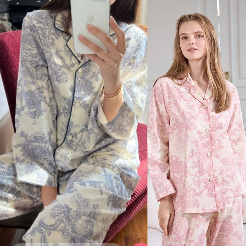 韩国代购elly品牌睡衣秋季甜美法式复古纯棉睡衣