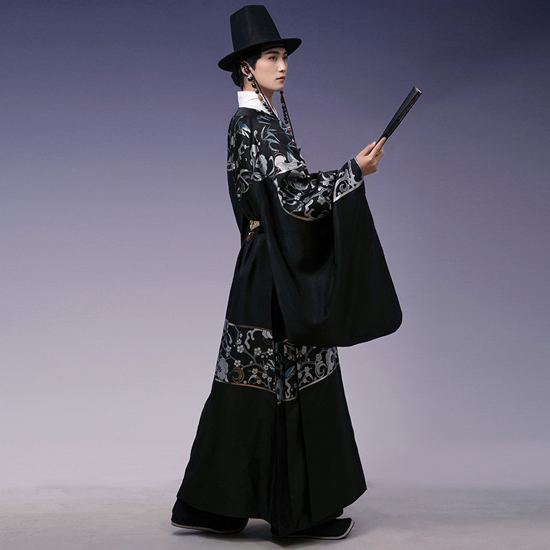 妆花春秋暗纹双层圆领织银明制清熙男装汉服汉服