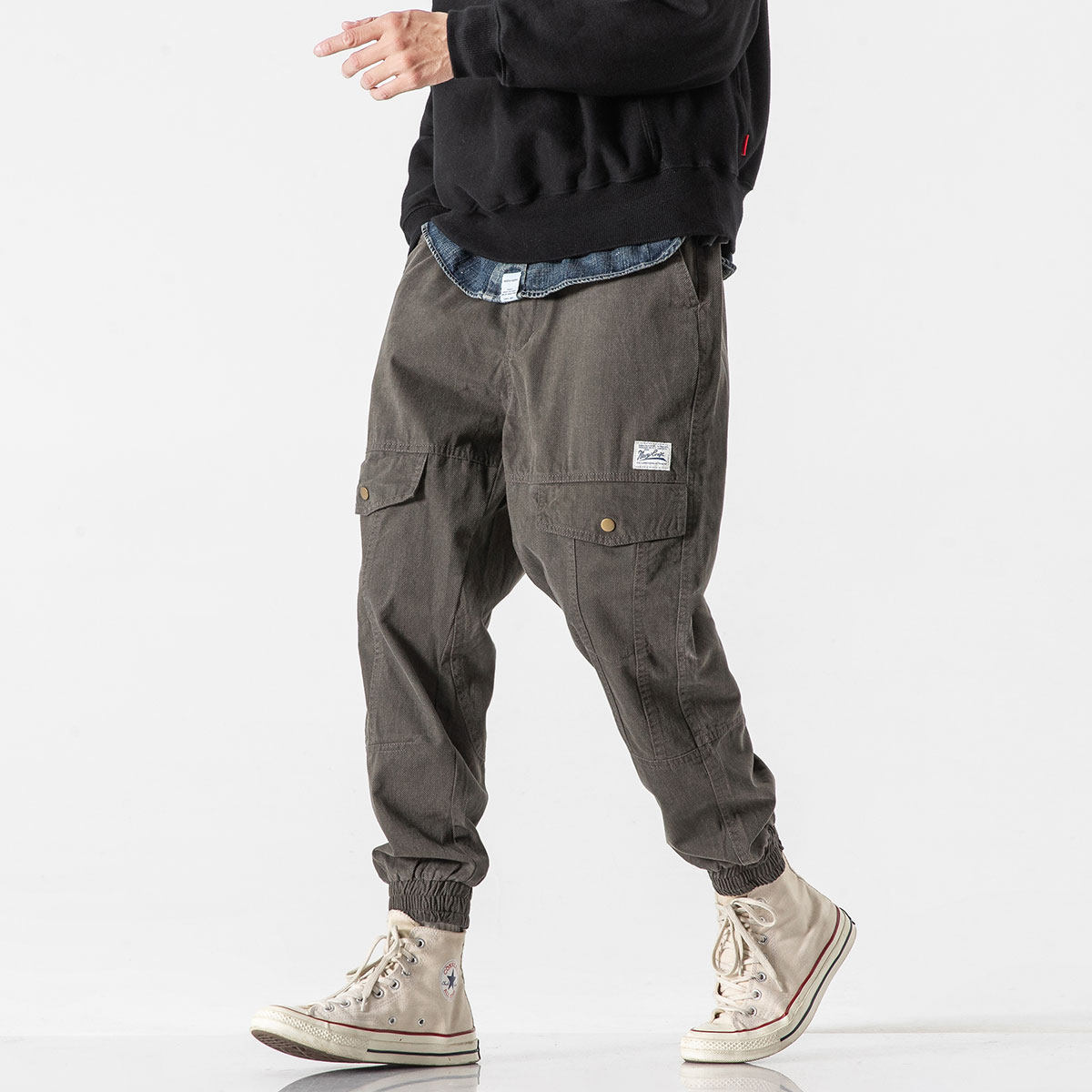 秋季cargo工装裤男潮牌宽松束脚裤子潮流百搭休闲裤