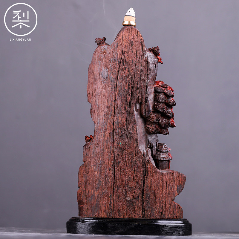 梨香院倒流香摆件印度小叶紫檀木雕工艺品手工雕刻家用室内香座