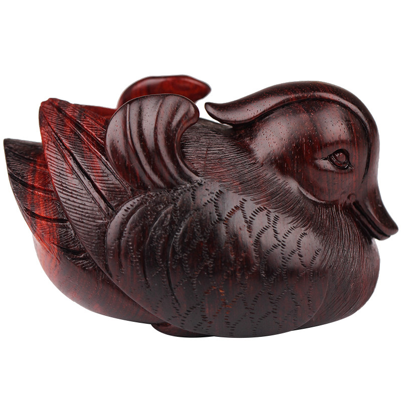 梨香院印度小叶叶紫檀木鸳鸯手把手工雕刻文玩木雕