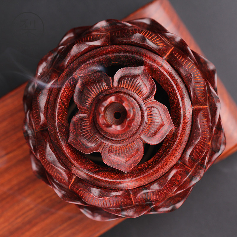 香炉梨香院莲花莲花香印度小叶紫檀木盘香薰家用木雕