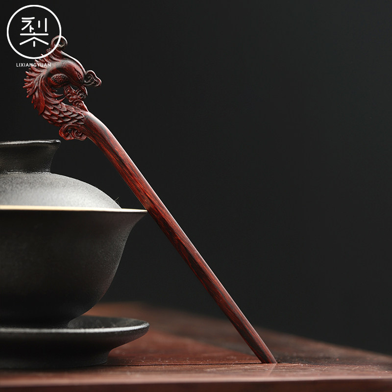 梨香院凤凰发簪印度小叶叶紫檀木复古中国国风木雕