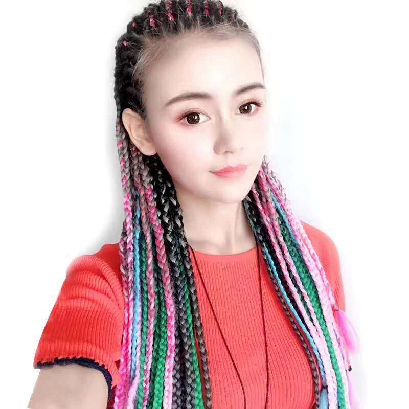 假发女接发彩色手工发饰编织小辫子马尾非洲脏辫中老年女装