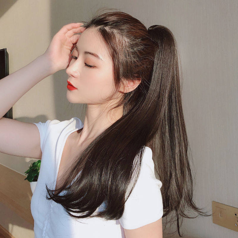 马尾假发马尾辫网红高马尾超轻长发长直式微女抓中老年女装