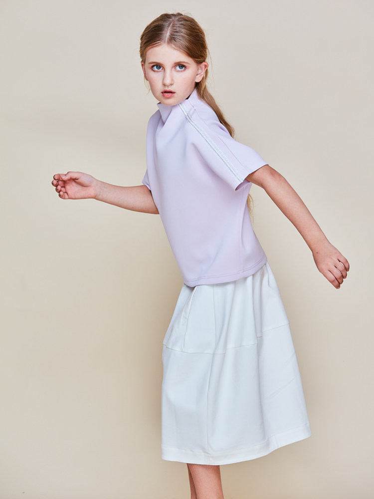 licilizi粒子童装女童白色立体剪裁半身百搭舒适半身裙