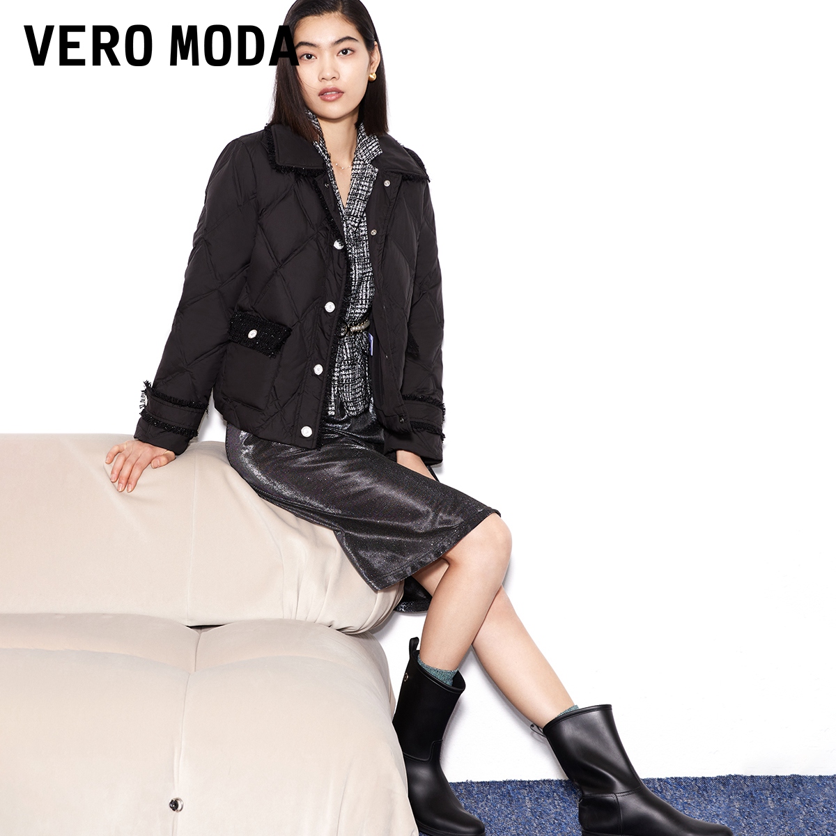 预售veromoda羽绒服2022秋冬新款小香风短款羽绒服
