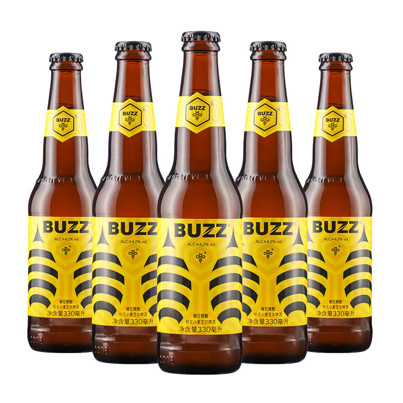蜂狂buzz啤酒蜂蜜桂花小麦啤白啤酒国产精酿啤酒5瓶装