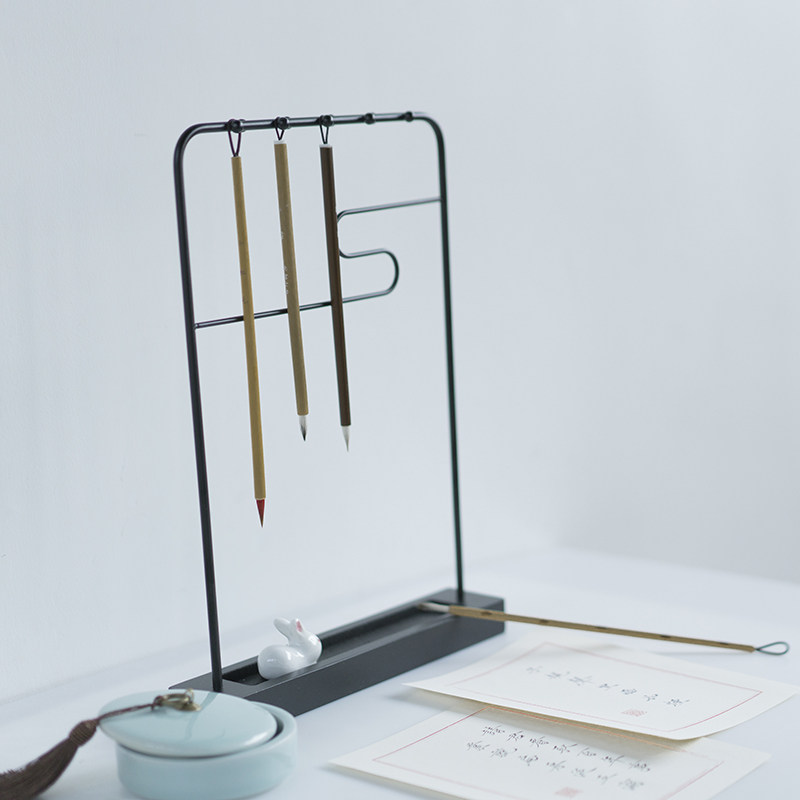 南宫铁艺笔架毛笔架多功能中式文房现代简约收纳创意笔挂