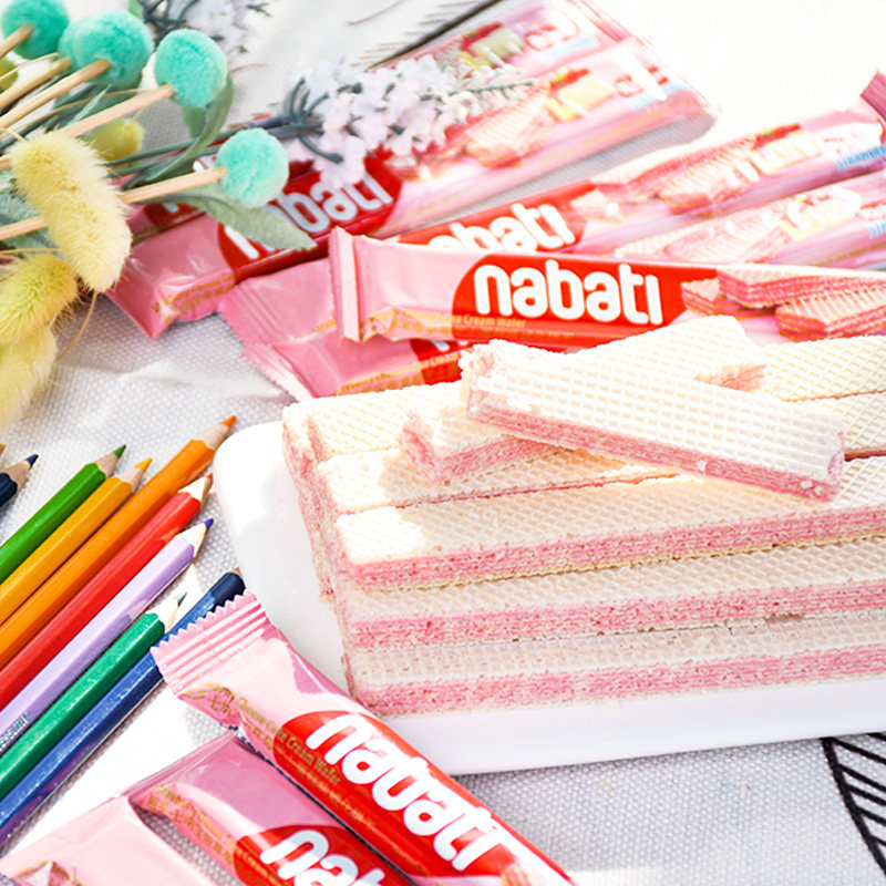 印尼进口richeese丽芝士纳宝帝草莓芝士奶酪威化威化饼干