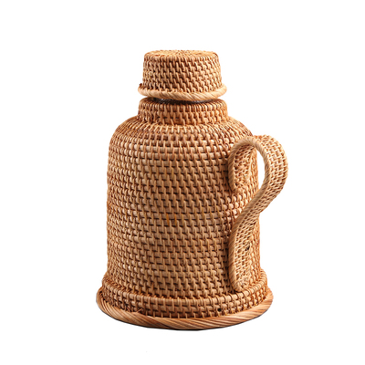 越南藤编热水瓶家用玻璃内胆保温壶办公茶室开水壶竹编创意水瓶壳
