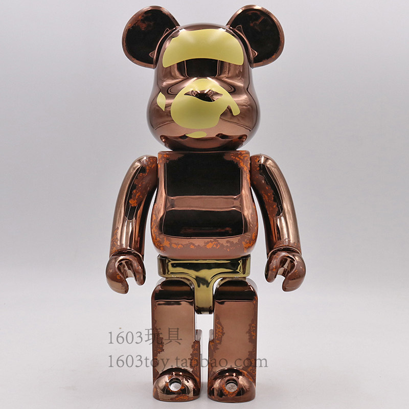 bearbrick400%暴力熊电镀金属色熊王手办手办潮玩积木熊潮玩盲盒