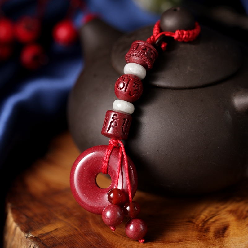 辰世2019新品朱砂钥匙扣手工编织红绳汽车平安扣挂件饰品钥匙链