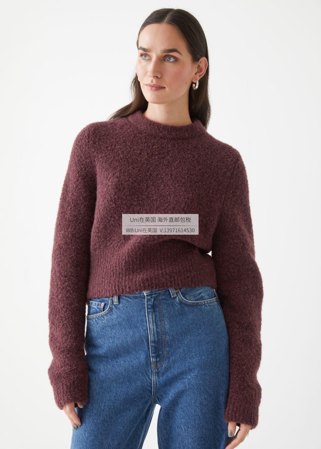 英国代购直邮os宽松羊驼驼毛针织毛衣1049246001b毛衣