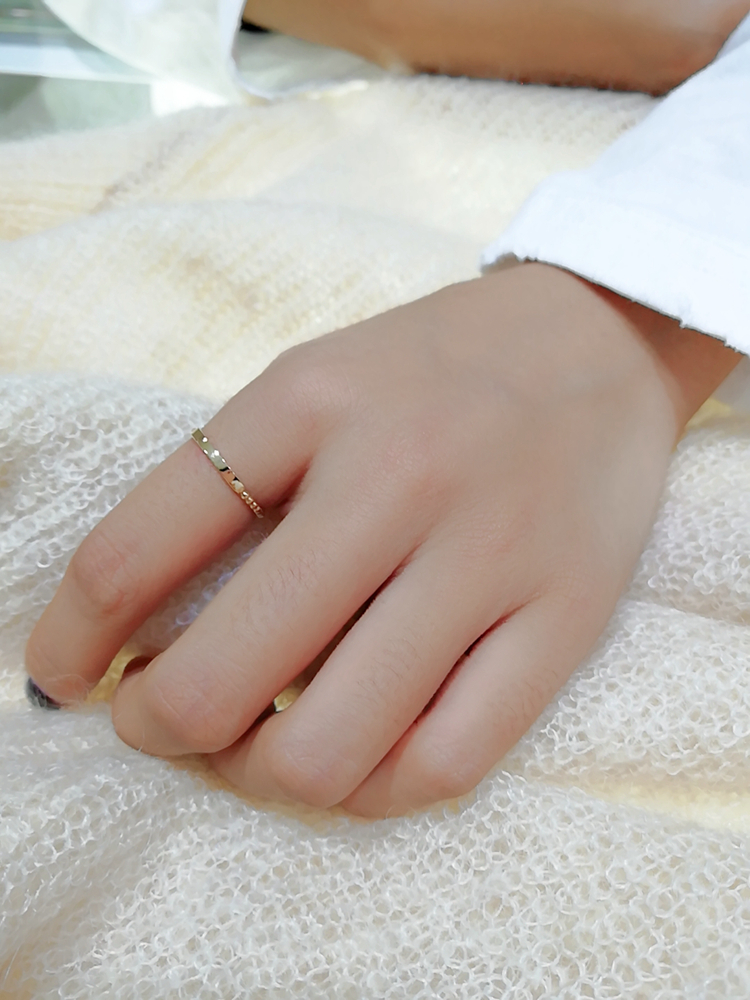 韩国流行14k黄金简约女士戒指花戒无名指百搭手饰