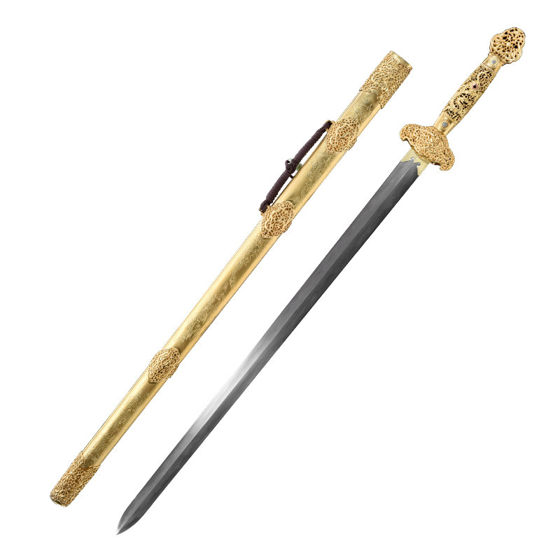 龙泉古越剑铺玉龙龙剑四面清剑手工剑花花纹宝剑刀剑