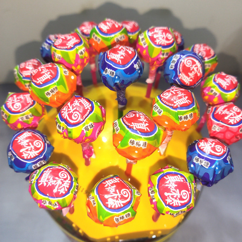 怀旧箭牌真知什锦水果果味棒棒糖桶装108支圣诞传统糖果