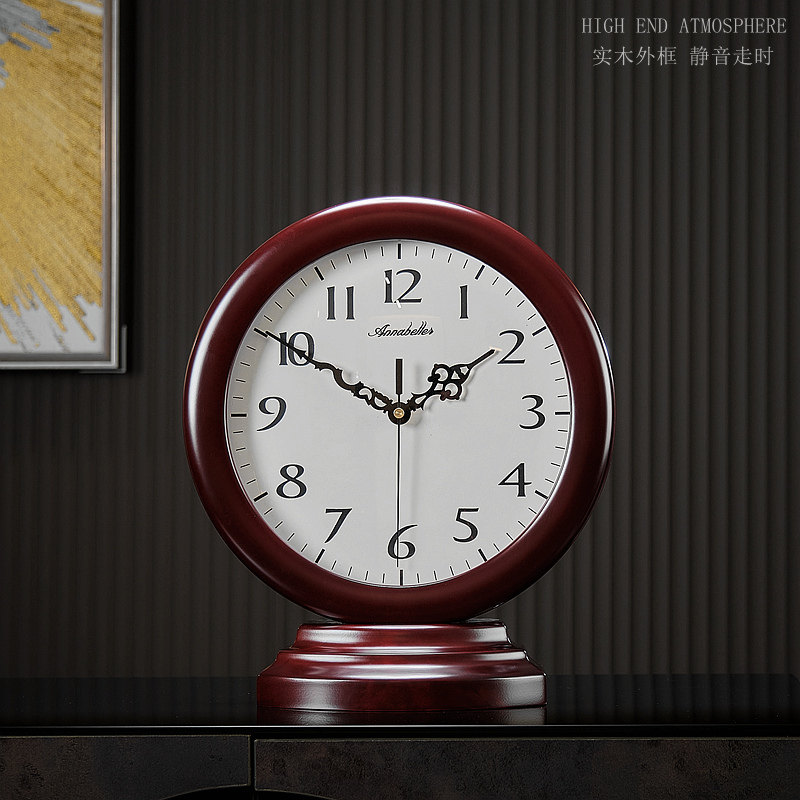 新中式台钟台式现代大号石英钟时钟静音客厅摆件座钟