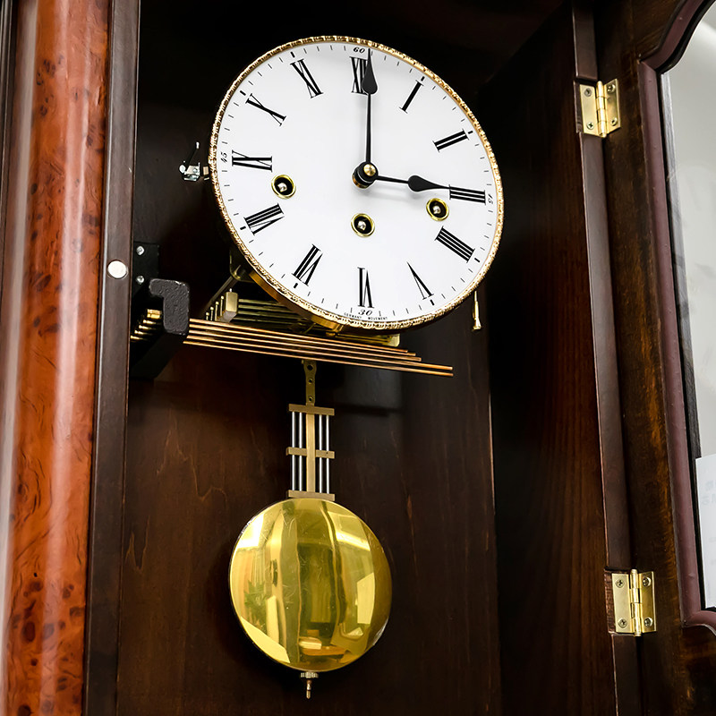 德国座钟钟表老式复古时钟台式客厅赫姆勒红木座钟
