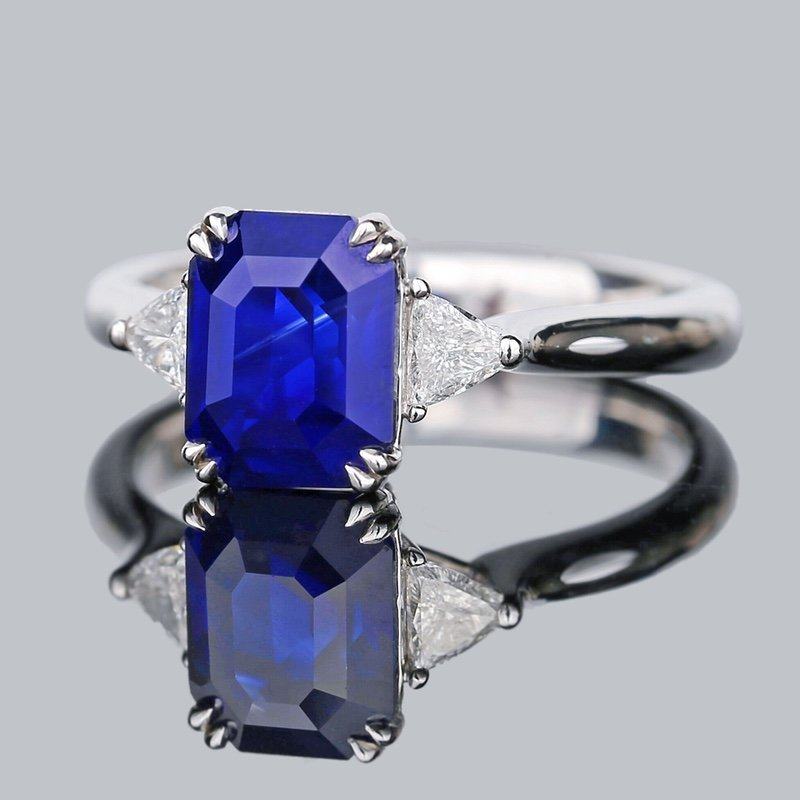 戒指宝创国际珠宝钻石18k金钻石蓝宝石蓝蓝皇家手饰